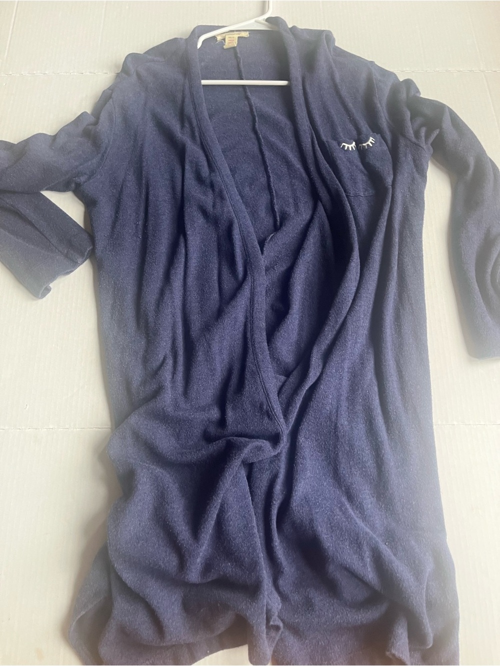 Madewell Navy bathrobe duster with Eyelash Embroidery